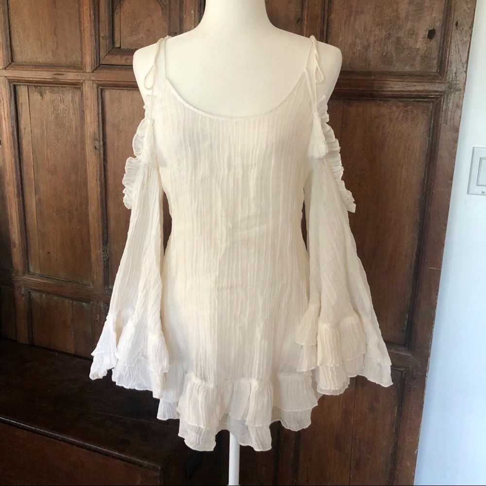 NWOT Red Carter Linen Ruffle Dress